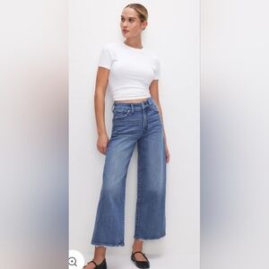 Good American Good Waist Cropped Palazzo Jeans Size 4/27